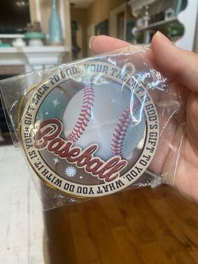 Baseball Ornament - White & Red Baseball Graphic